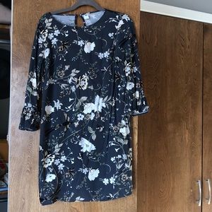 Charcoal Floral Bell Sleeve Dress
